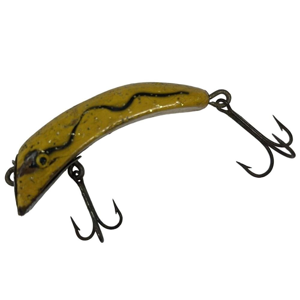 South Bend Teas Oreno Wood Tack Eye Vintage Crankbait Fishing‎ Lure Yellow